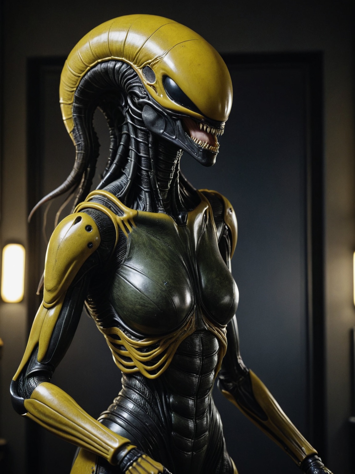 + stout Panamanian Female Xenomorph,  the Xenomorph is Sprawling,  the Xenomorph is Podcasting on Tensor.Art