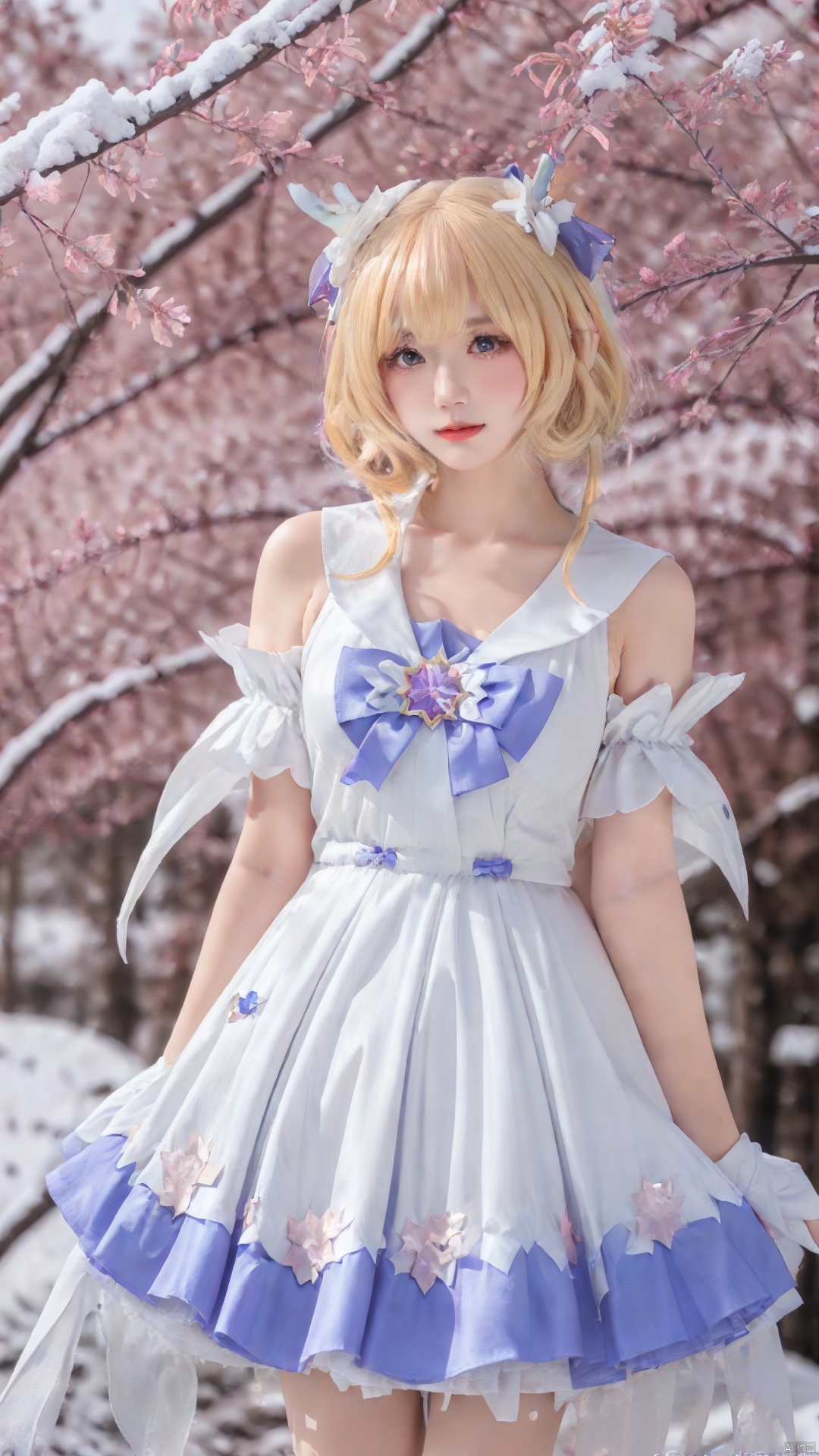 1girl,,head ornament,,,,,,,,ray tracing,{best quality}, {{masterpiece}}, {highres}, original, extremely detailed 8K wallpaper, {an extremely delicate and beautiful},,incredibly_absurdres,colorful,intricate detail,,,,,,,,snowy day,,,,,,snowflakes,falling_snow,snowing,(shawl:1.2),(white shawl:1.2),cleavage, ,,,cosplay,magical girl,chest decoration,,,,,,,,,a girl,dress, a girl