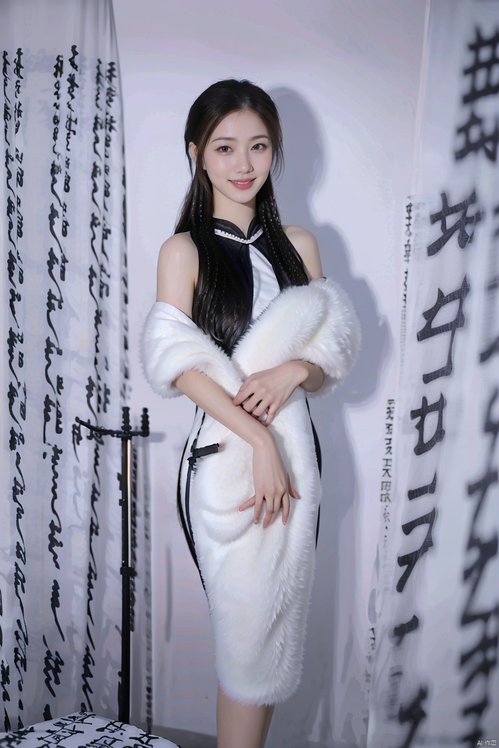(8k, RAW photo, best quality, masterpiece:1.2), (realistic, photo-realistic:1.37),long shot,1girl,smiling,ulzzang-6500-v1.1, wearing AIRASIA UNIFORM with high heels and D20,cute, at busy airport lounge, professional lighting, photon mapping, radiosity, physically-based rendering, , qipao