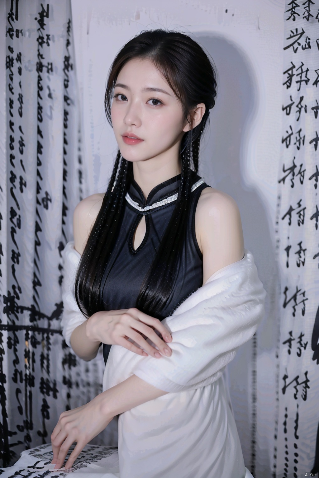 (masterpiece,best quality:1.5), ultra realistic,1girl, long hair, straight hair, portrait, mysterious forest, firefly, bokeh, mysterious, night, sky, cloud, qipao