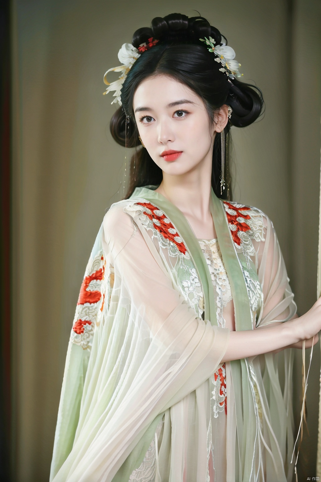 (1girl:1.3), (best quality, masterpiece, ultra high resolution),(photorealistic:1.3), (realistic:1.3), depth of field,(full body:1.2), (day:1.2), (cinematic lighting:1.2),, hanfu