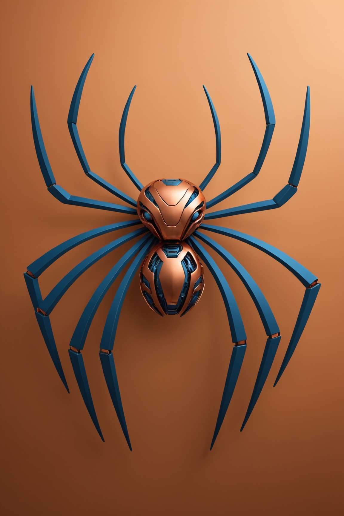stencil art of breathtaking robotic spider,  made of copper,  masterpiece on Tensor.Art