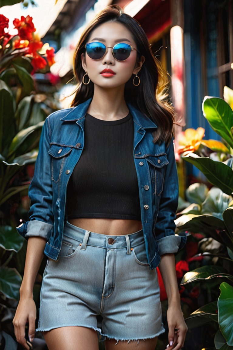 Beautiful young Vietnamese ,  her beauty vietnamese face,  posing in Beverly Hills on Tensor.Art