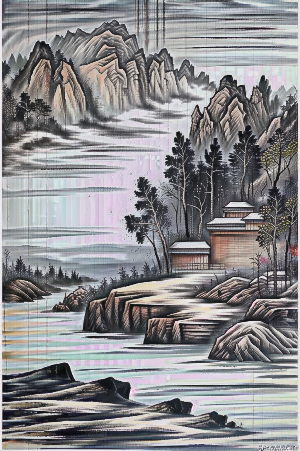  (best quality, masterpiece, ultra high resolution),depth of field,(day:1.2), (cinematic lighting:1.2), painting,snow mountain,