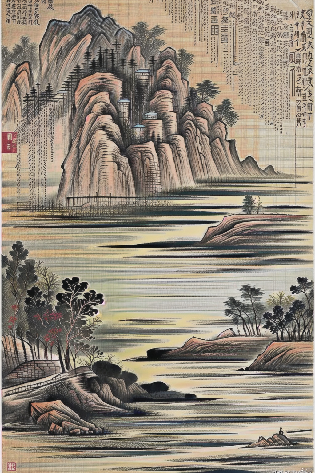  (best quality, masterpiece, ultra high resolution),depth of field,(day:1.2), (cinematic lighting:1.2), painting,lakeside,