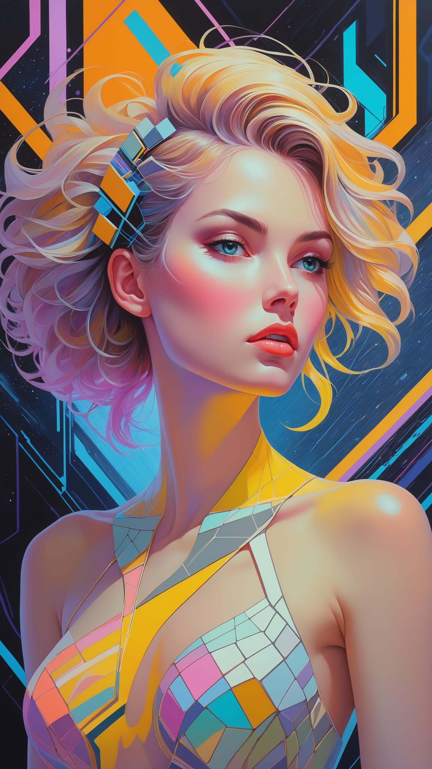 Oil on canvas,  the muse of digital generative art,  divine supernatural being on Tensor.Art