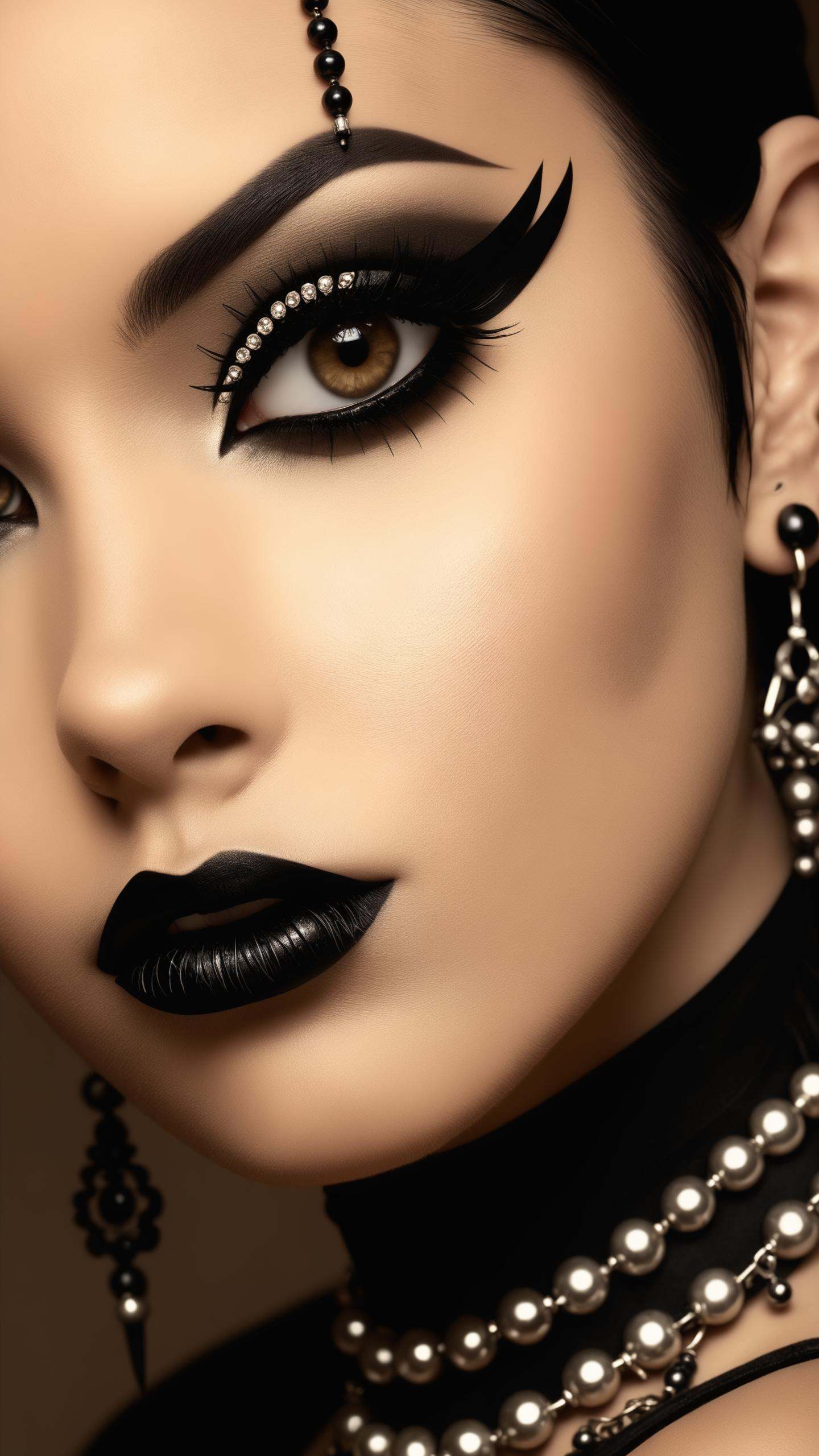 face close up,  glamour photography of a random stylish goth girl,  edgy vibe on Tensor.Art