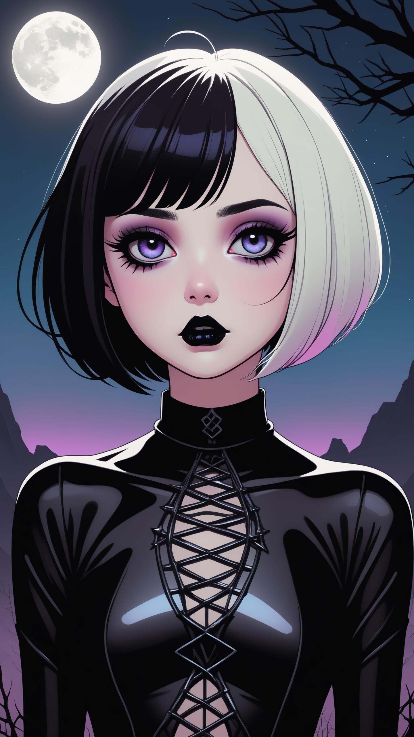 kawaii cute goth girl in a cartoon style,  1girl,  solo on Tensor.Art