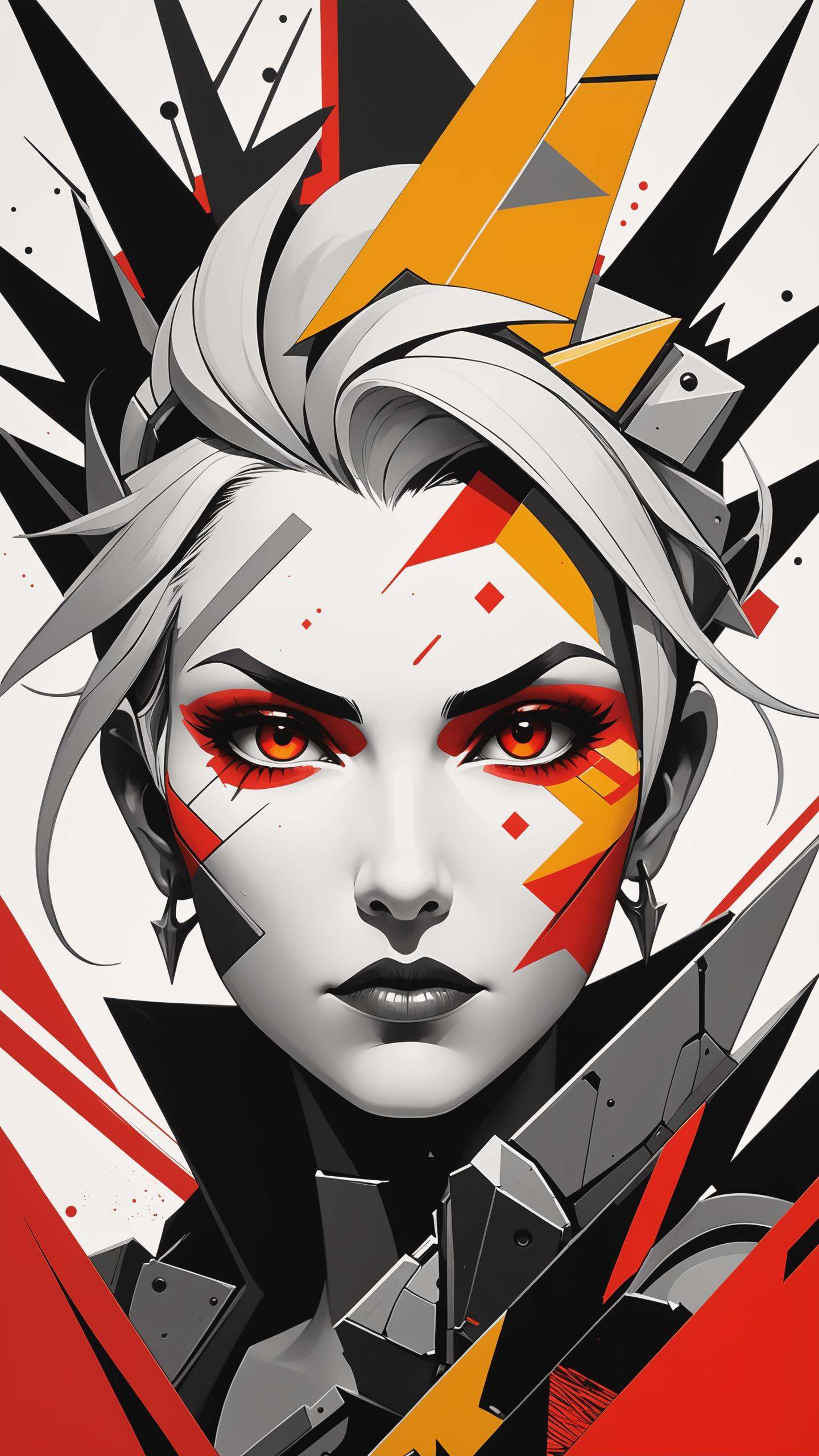 A poster of the Junker Queen from Overwatch,  in the style of Dau-al-Set,  Pollock on Tensor.Art