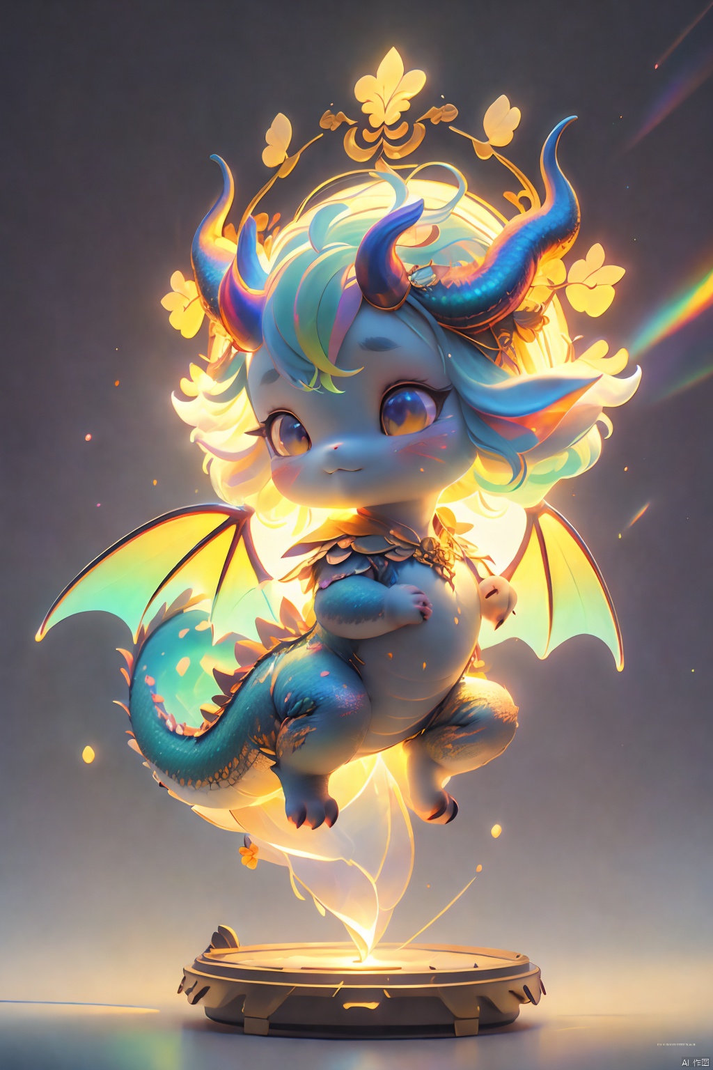 Best Quality,  Masterpiece,  Cute Little Dragon, Naked,  full body scales,  dragon tail,  dragon horns, （ Clear Color PVC Scales）, （ Clear Color Vinyl Wings）,  （Colorful Scales）,  Prism,  Holographic,  Chromatic Aberration,  Fashion Illustration,  Masterpiece,  8k,  Super Detailed,  pixiv, High Resolution,  Solo,  Ultra Detail,  Masterpiece,  (Detail Cute Face): 1.2,  (Masterpiece,  Best Quality: 1.3),  Beautiful Detail Glow,  Best Lighting,  (((Best Quality,  Textile Shadows,  Ultra Detail))),  Beauty and Aesthetics with High Detail,  Best Lighting,  High Resolution,  Detail,  Dynamic Lighting,  Ultra Detailed Skin,  Intricate Detail,  Ultra Detail,  Sharp Detail,  Coast,  (Full Body: 1.2),  Levitation,  xxhanfu halo cyber phoenix crown,  Light-electric style,  Cyberpunk Concept,<lora:EMS-272061-EMS:0.660000>,<lora:EMS-268526-EMS:0.300000>,<lora:EMS-262422-EMS:0.400000>,<lora:EMS-22839-EMS:0.200000>,<lora:EMS-267842-EMS:0.200000>