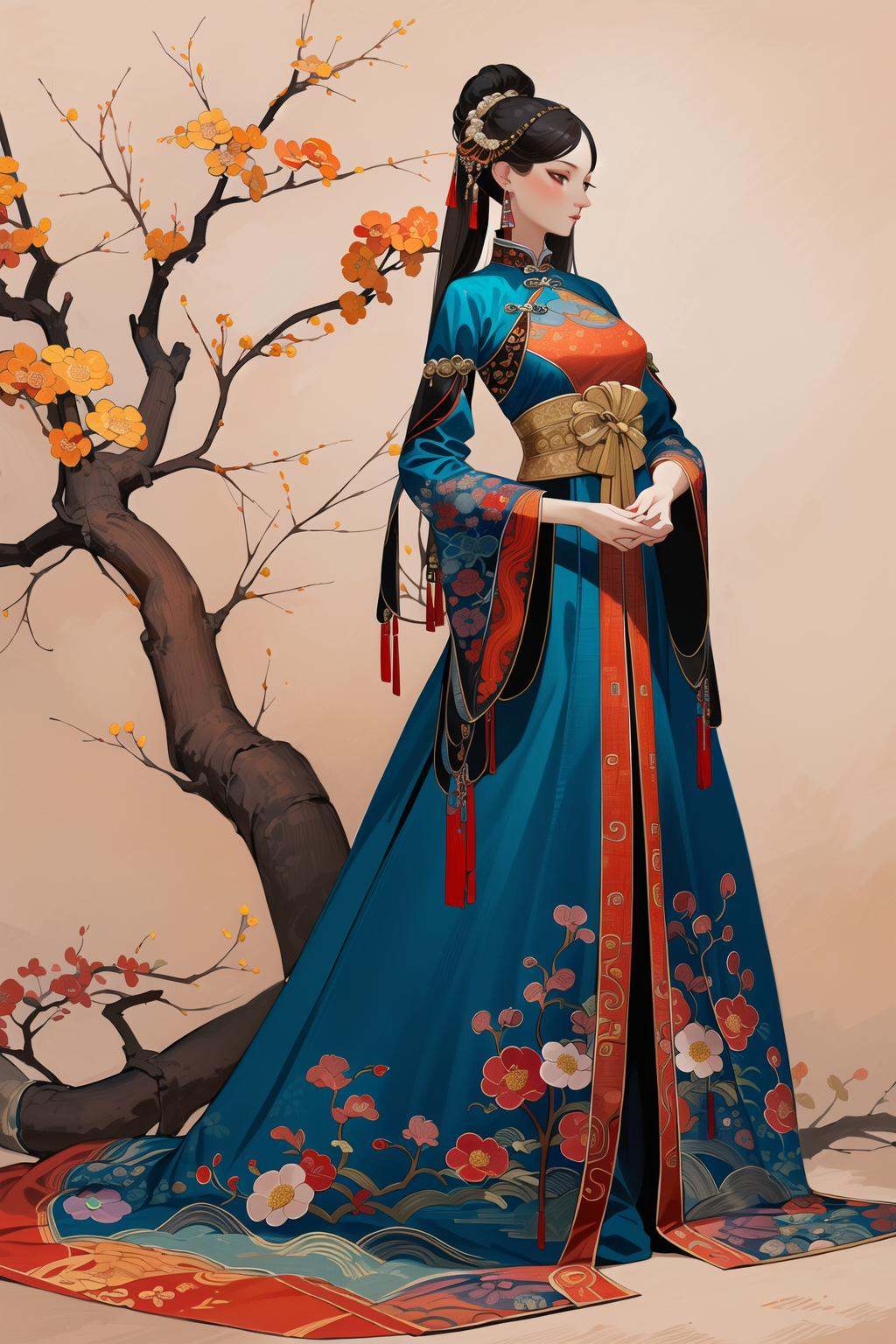 master piece, a beautiful Chinese girl, long dress
