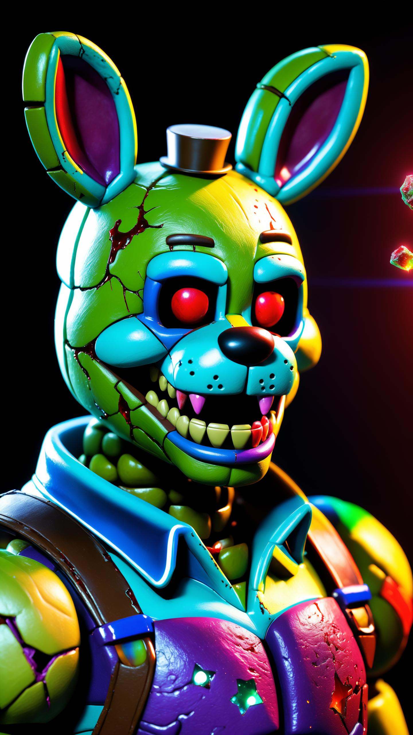 Bonnie fnaf,  rainbow springtrap,  muscular animatronic on Tensor.Art
