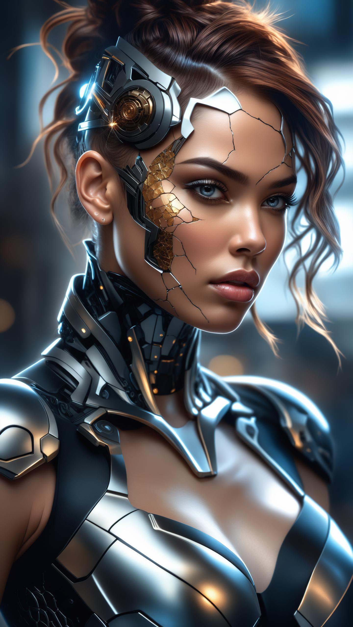 1girl,  8k portrait of cyborg girl with chaos hair,  intricate on Tensor.Art