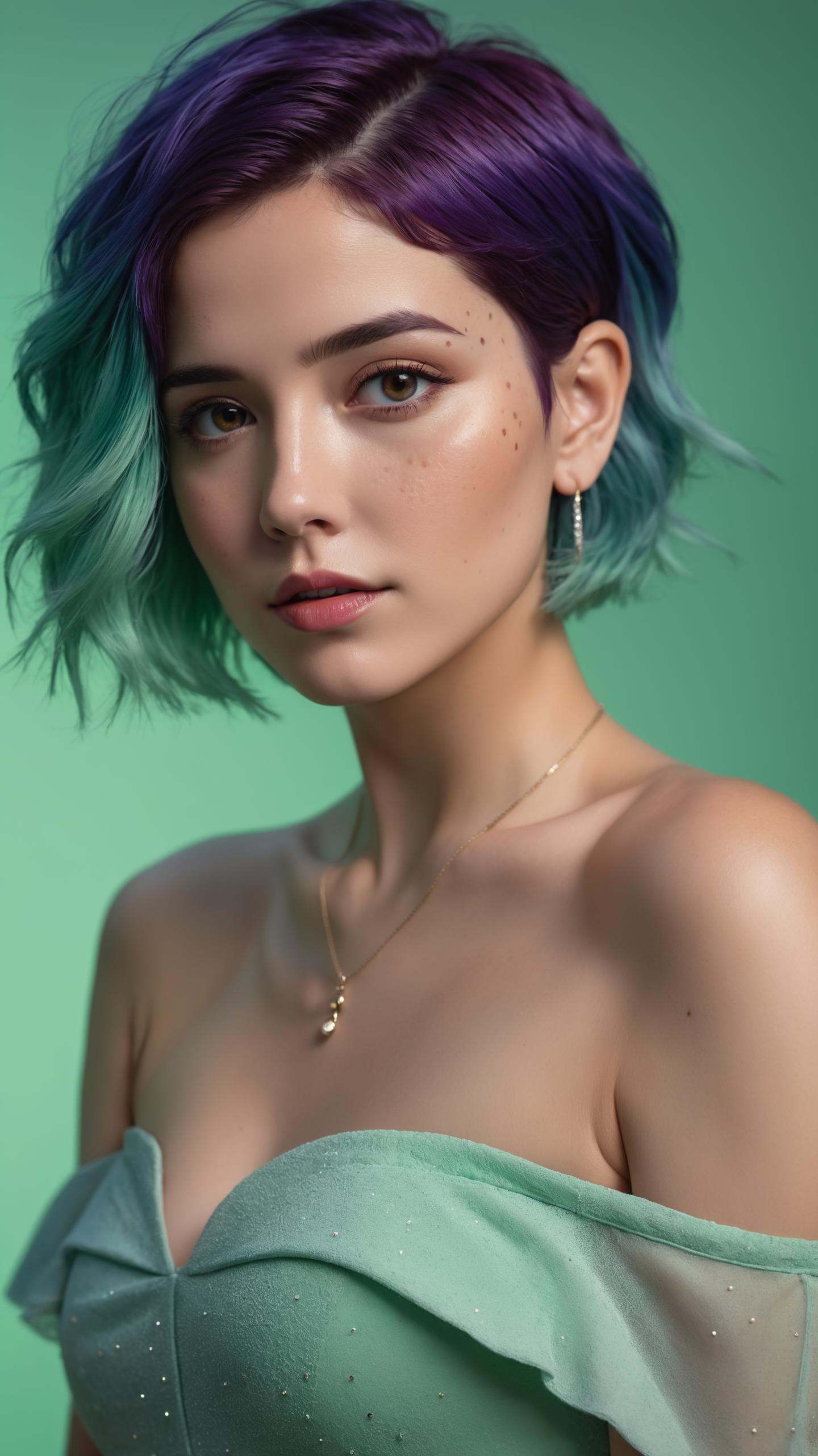short hair,  Electric blue hair:1.1,  portrait on Tensor.Art