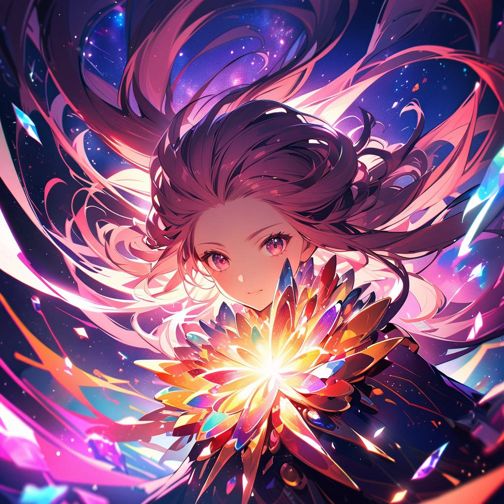 a girl,  extremely detailed illustration of a cosmic deity,  detailed cosmos background on Tensor.Art