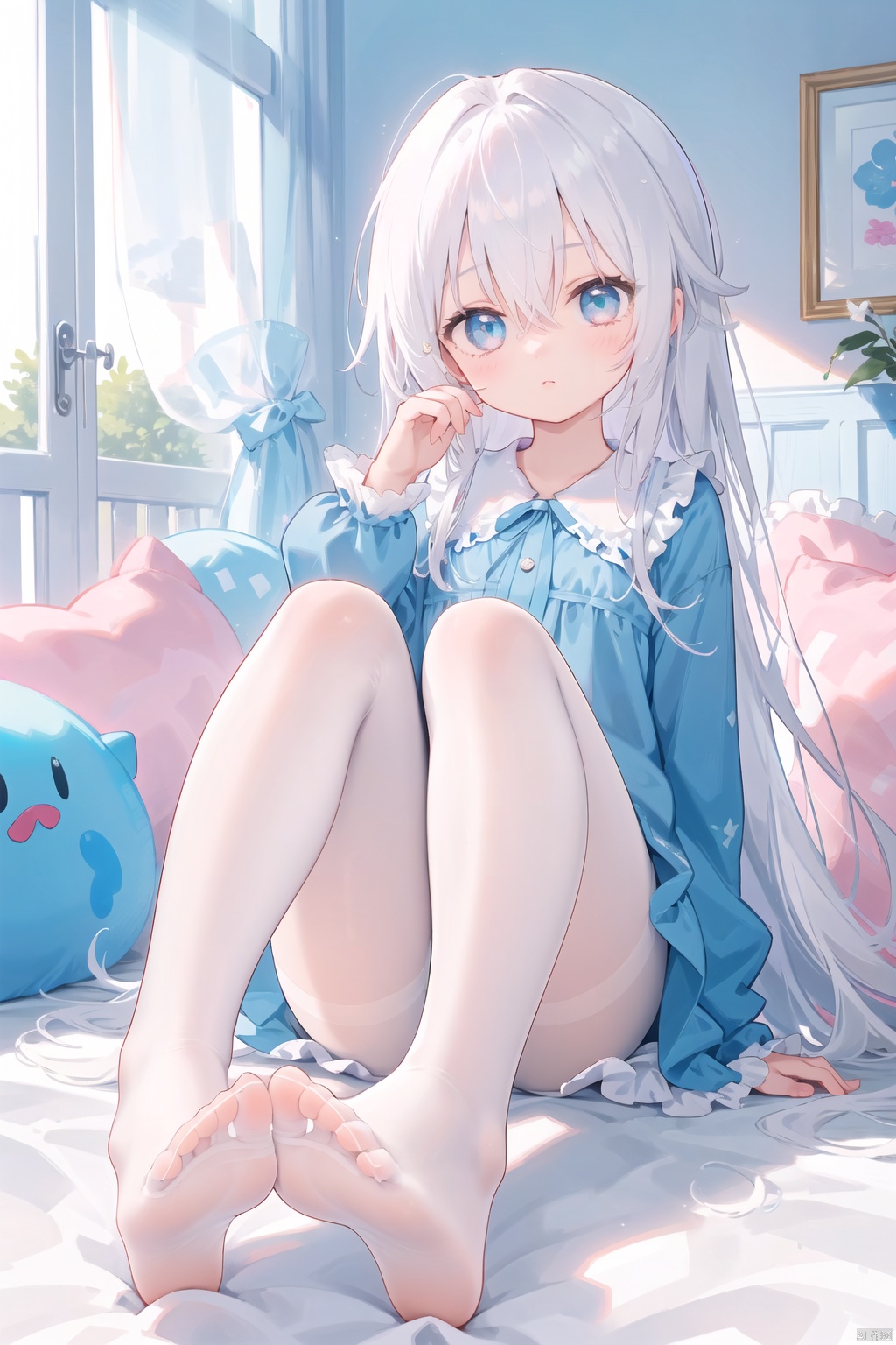 foot focus,  1girl,  no shoes on Tensor.Art