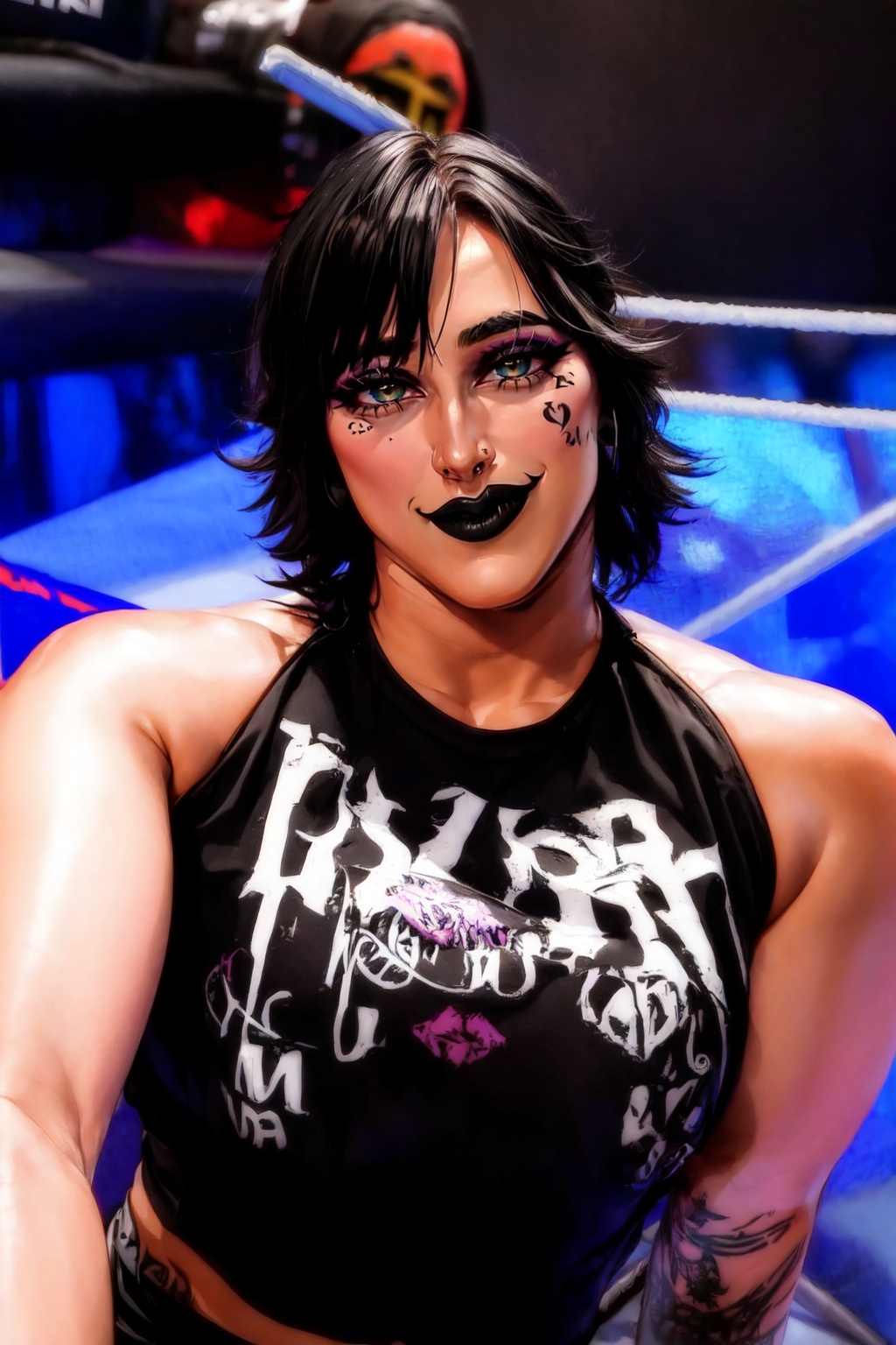 1girl,  Rhea_Ripley,  black hair on Tensor.Art