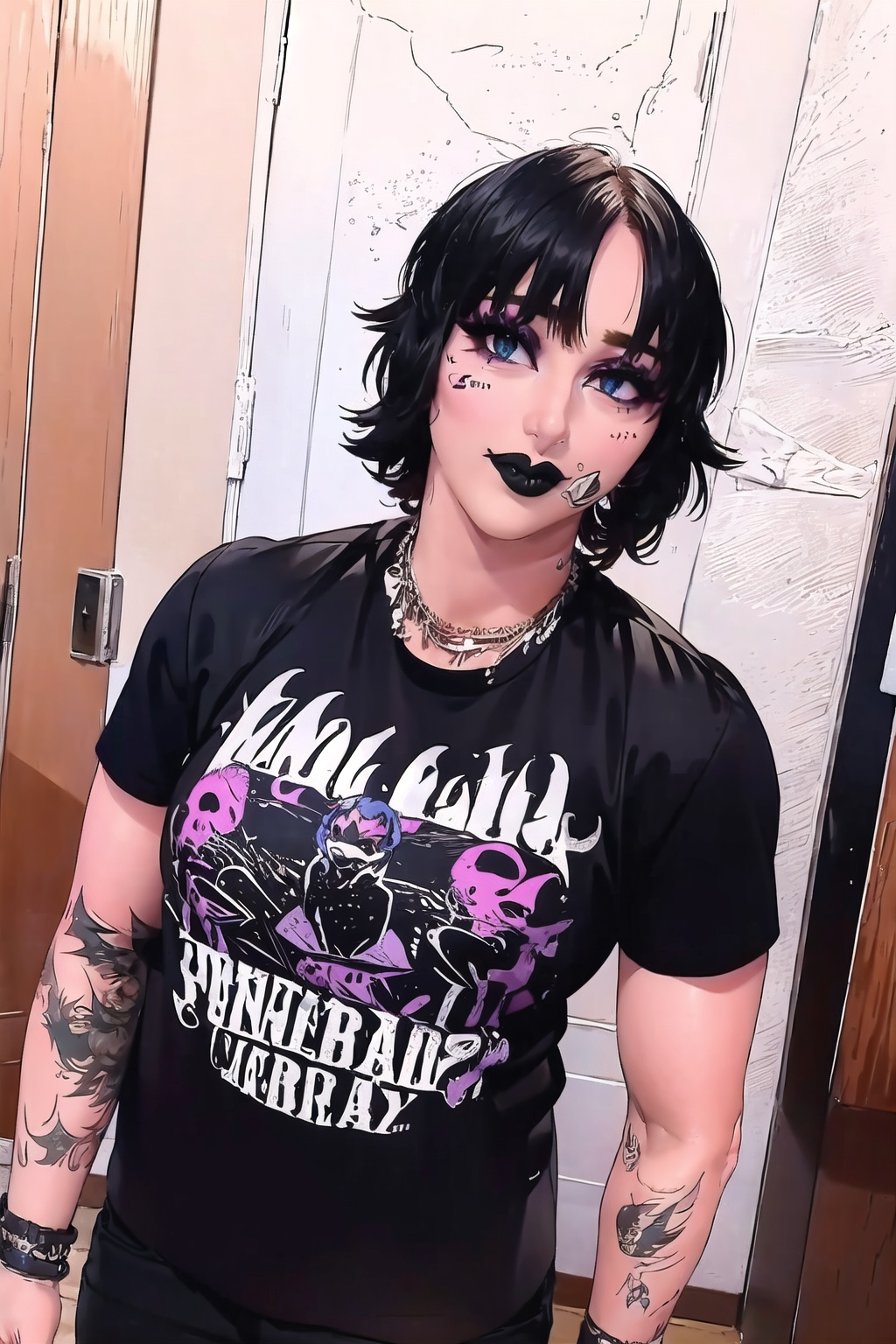 1girl,  Rhea_Ripley,  black hair on Tensor.Art