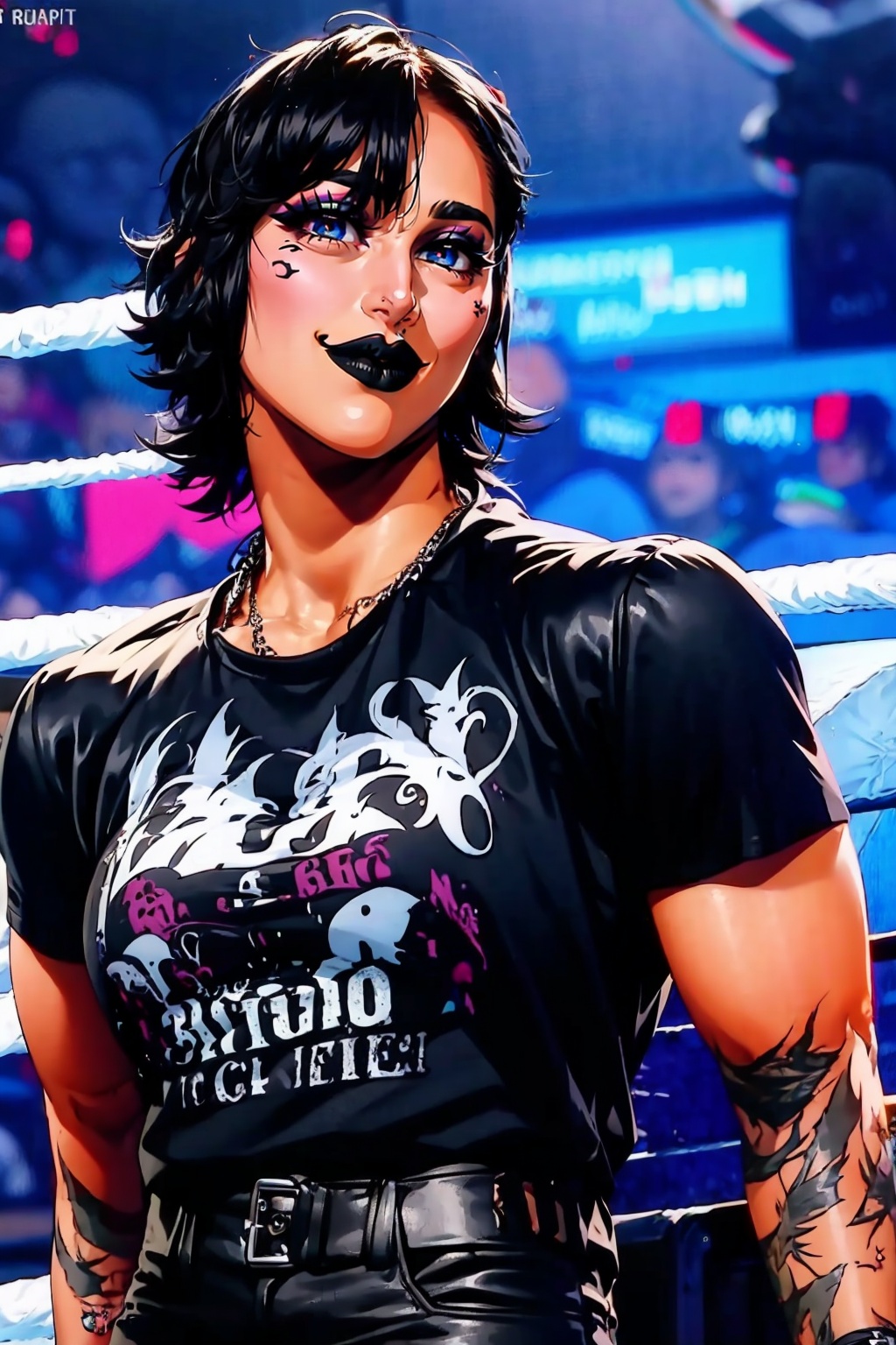 1girl,  Rhea_Ripley,  black hair on Tensor.Art