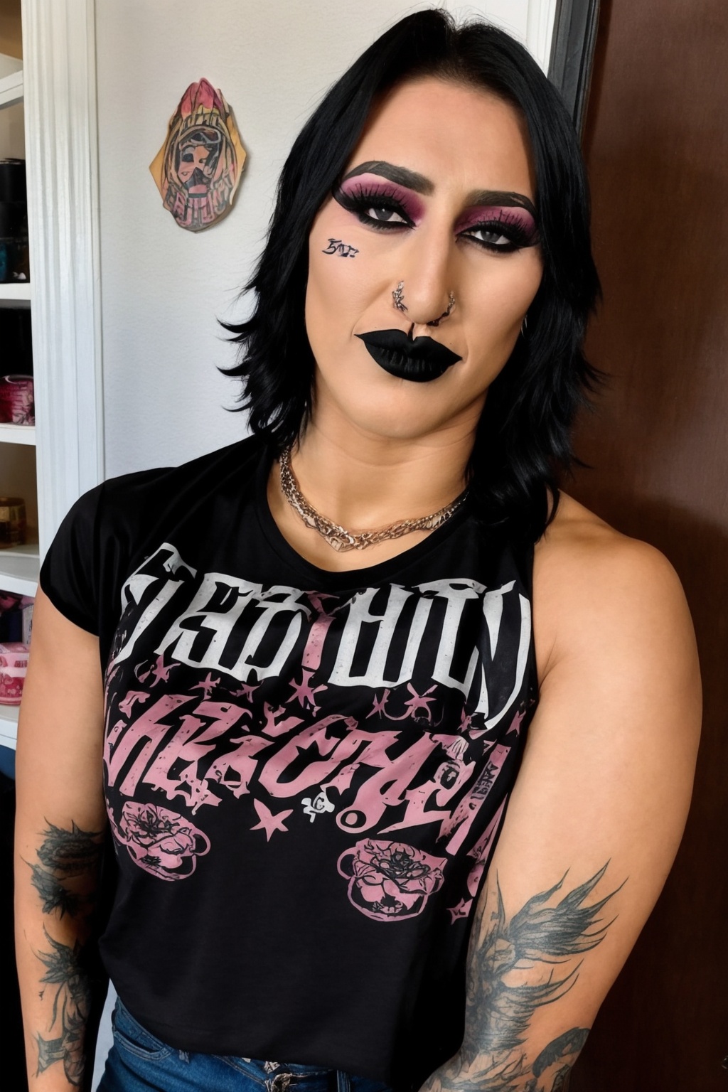 1girl,  Rhea_Ripley,  black hair on Tensor.Art