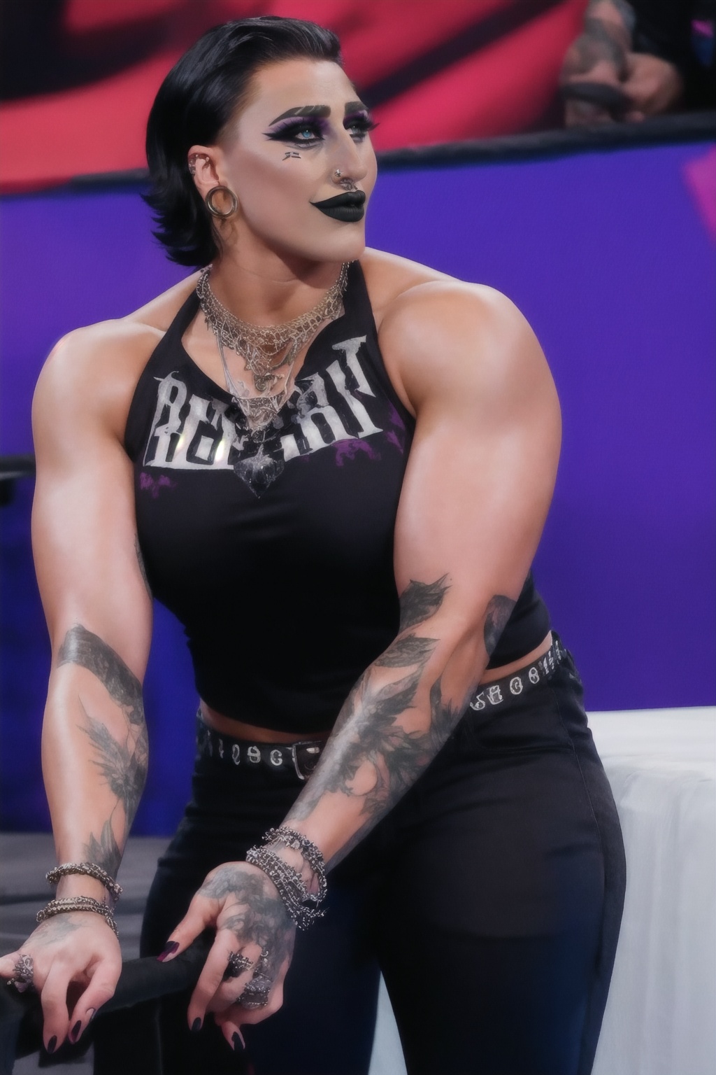 1girl,  Rhea_Ripley,  black hair on Tensor.Art