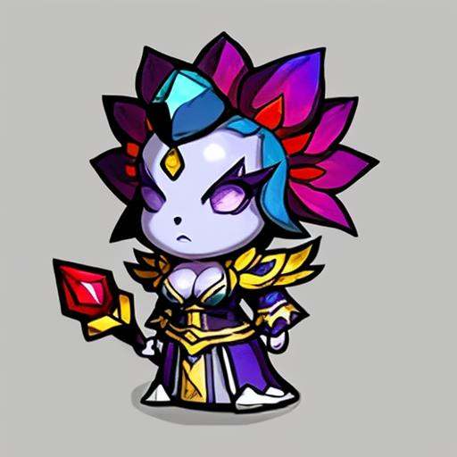 qban,game icon institute,1 Sprite,reasonable structure,high resolution, game icons,weel structured,high quality, best quality, masterpiece,flower，Female focus,  holding staff, mage robe,Breast, cleavage,spike(white background),2D,Clear priorities,cartoon style <lora:qban:0.8>