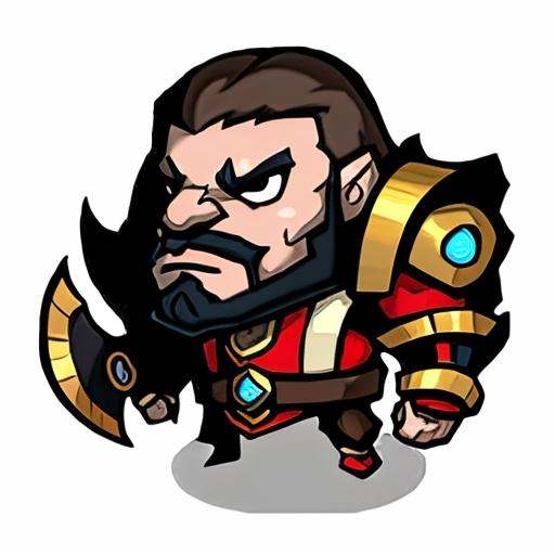 qban,game icon institute,1boy, reasonable structure,high resolution, game icons,weel structured,high quality, best quality, masterpiece,Armor, carrying weapons, long hair, beard, facial hair(white background),2D,Clear priorities,cartoon style <lora:qban:1>