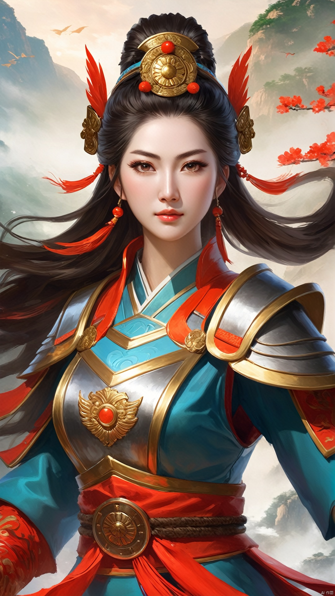 (Chinese Ancient Military Female Commander) Game cg (Ultra Realistic Bold Strokes: 1.5) A fresh-faced heroine (Round Face:...