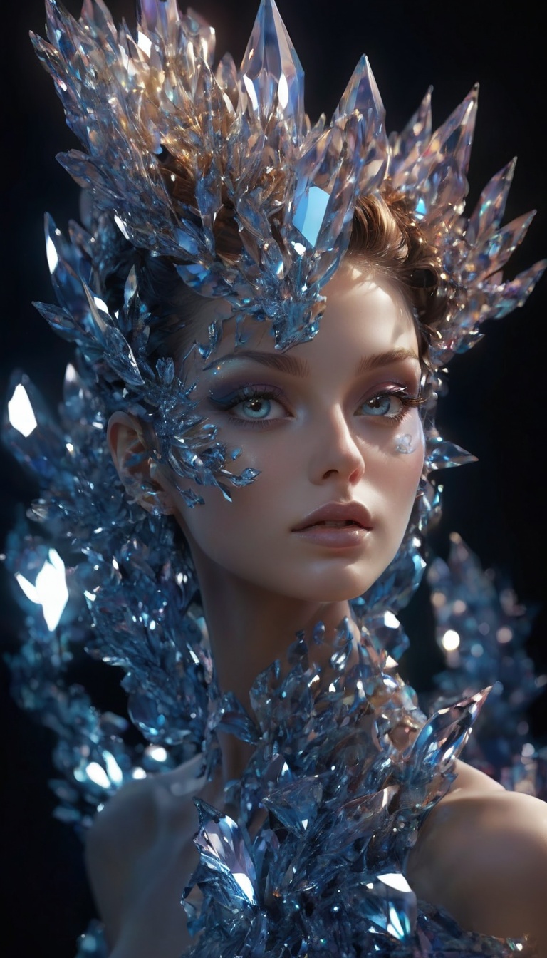 A woman of unparalleled beauty,  her features embody perfection,  and her skin radiates a seemingly infinite translucence...