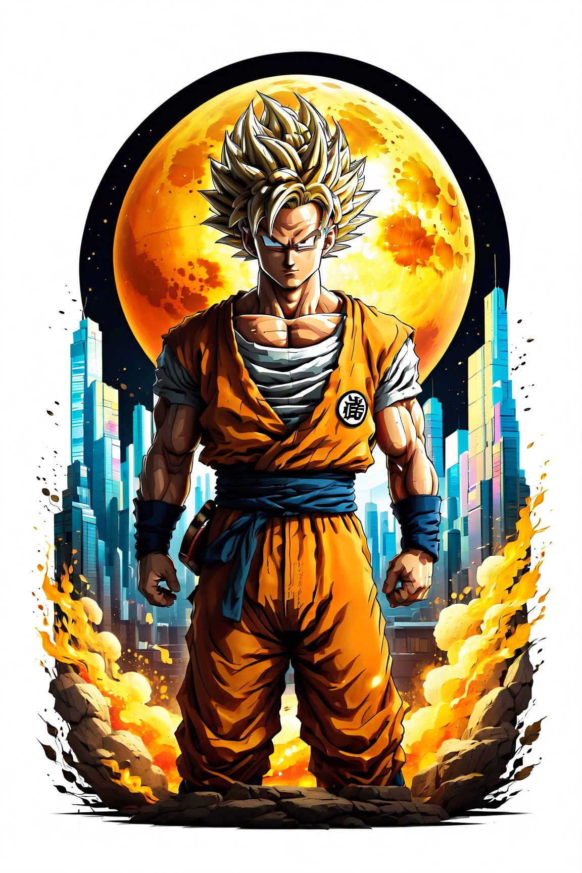 anime style illustration of Dragon ball,  detailed design and urban style t-shirt design,  solid color background by MAGIC...