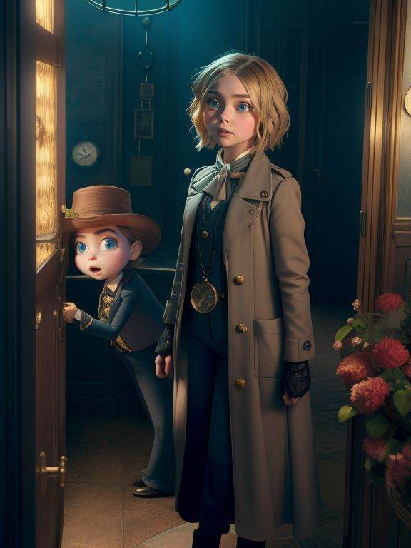 Chloë Grace Moretz,  frock coat,  cravat on Tensor.Art