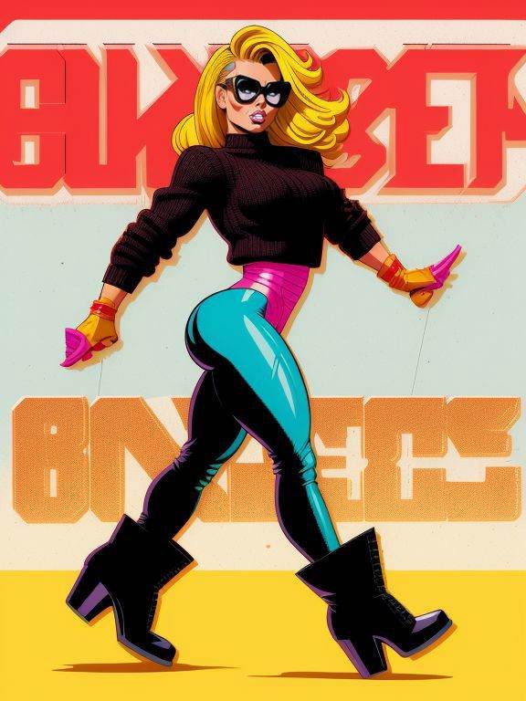 Carmen Electra,  ripped leggings,  oversized sweater on Tensor.Art