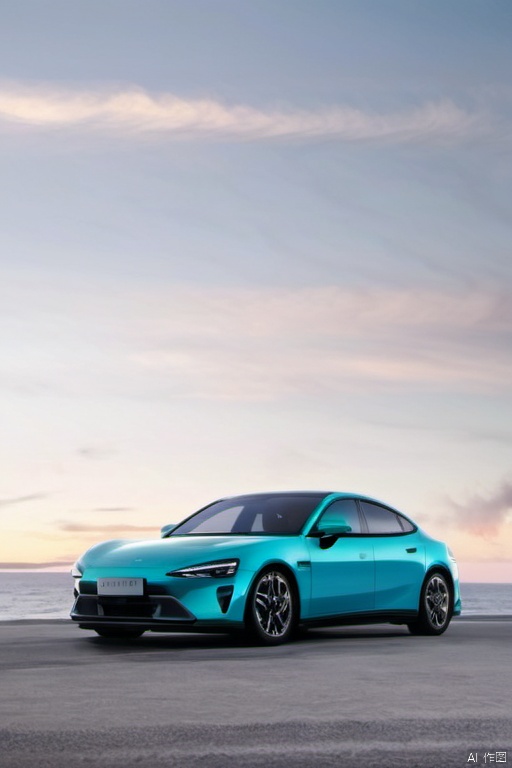outdoors, sky, cloud, no humans, ground vehicle, scenery, motor vehicle, car, vehicle focus, sports car, xiaomicar

