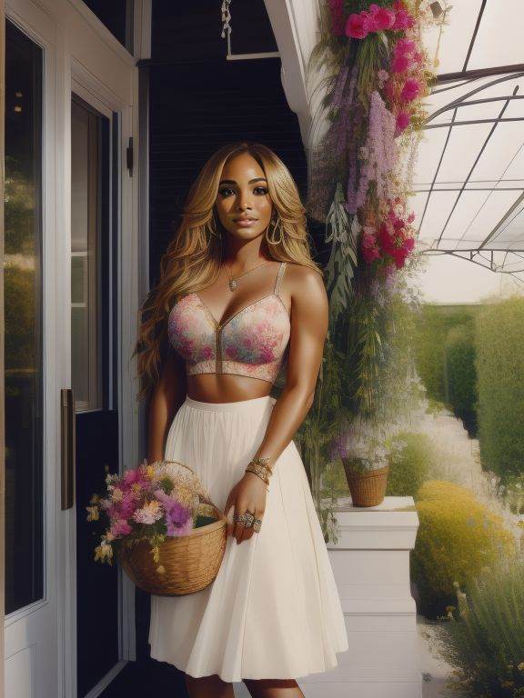 portrait of [Serena Williams| Carrie Underwood],  ****** chic,  accessories to complete the look might include vintage-sty...
