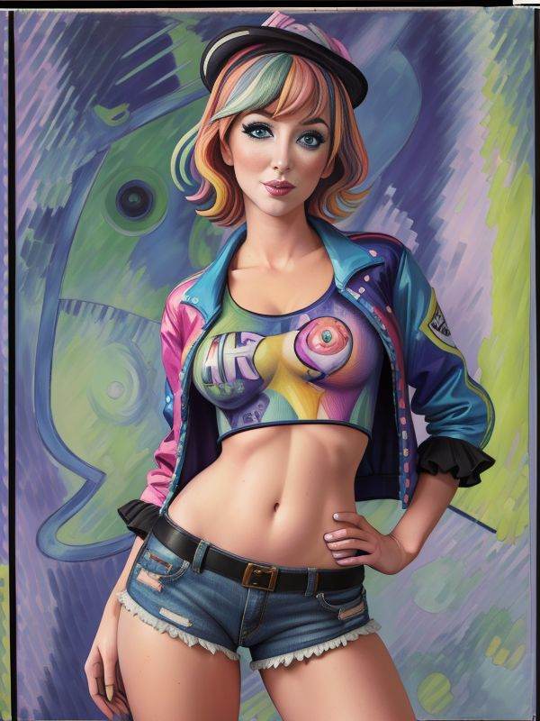 of photo RAW,  portrait,  [Aly Michalka|Farrah Fawcett] taut shirt underbust on Tensor.Art