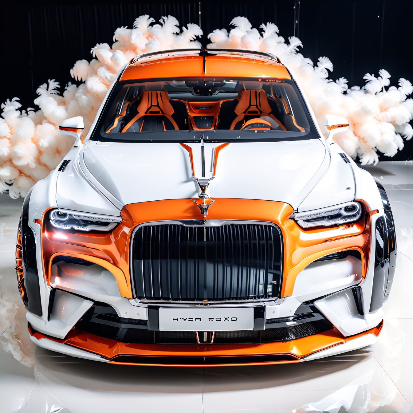 white color futuristic 4x4 luxury sports SUV,  spinning wheels,  rolls-royce phantom by H on Tensor.Art