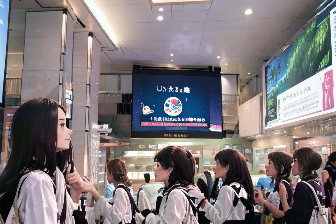 best quality, ultra-detailed, illustration,umedabm, scenery, multiple girls, realistic, bag, crowd, 6+girls, multiple boys, black hair, real world location, long hair, 6+boys, indoors, ceiling, ceiling light <lora:umeda_bigman_SD15_V1:1>
