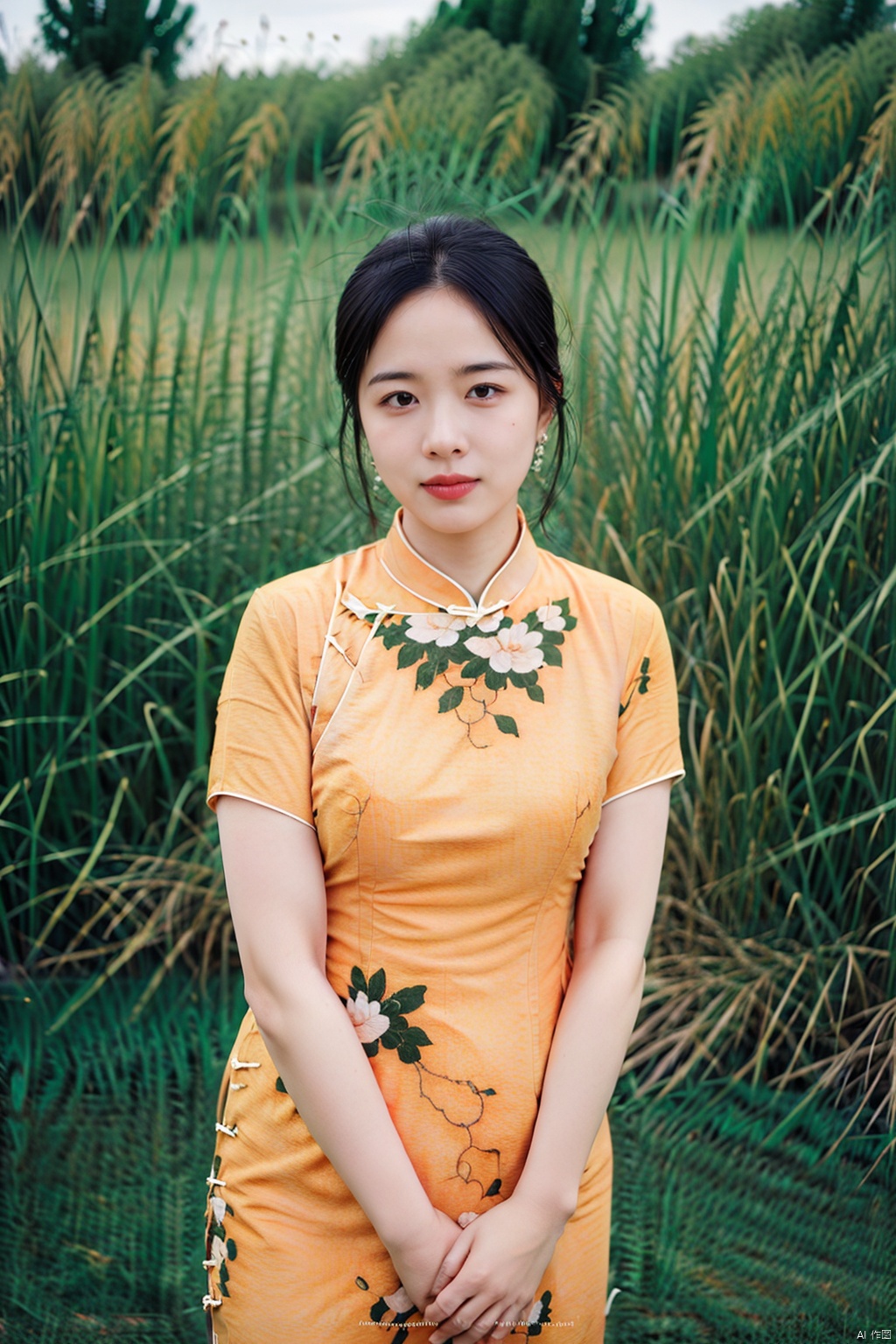 (global illumination, reality,ray tracing, HDR, unreal rendering, reasonable design, high detail, masterpiece,best quality, ultra high definition, movie lighting),
1girl,outdoor,looking_at_viewer,side_blunt_bangs,china_dress,chinese_style,big breasts,pose,solo,1girl,black hair,black eyes, cheongsam