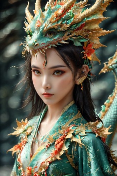  1girl, Dragon head decoration,