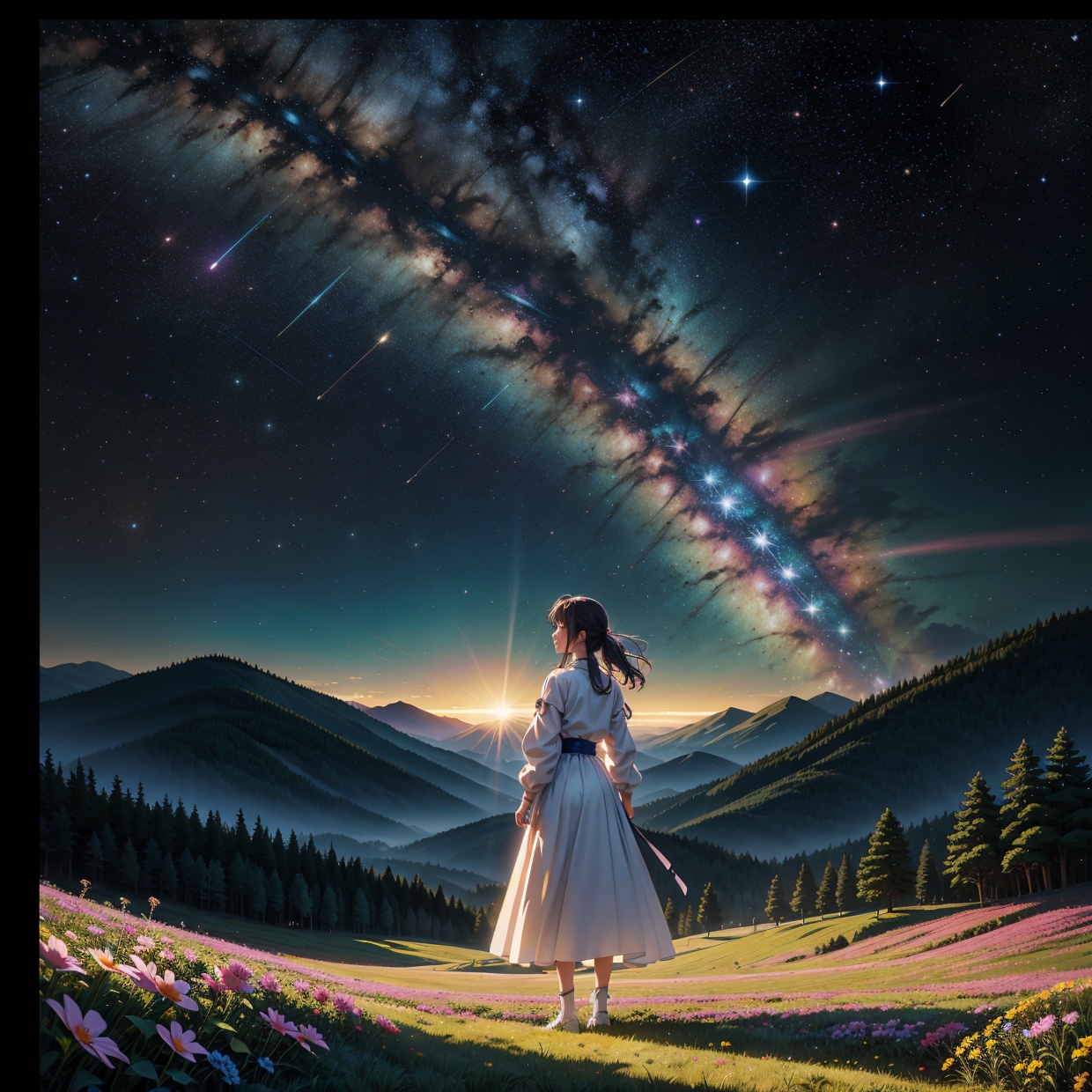 Close-up shot,  an Anime wearing a white glass ,  standing on the land on Tensor.Art