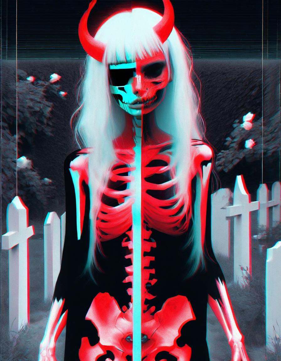 hyper realism, IR photo, light leaks, (split screen overlay , x-ray view:1.3), , , double exposure , , (glitched image:1.2), , , a glitched out portrait of a red skin demon girl walking through a graveyard  ,   pixelation , sinusoidal distortions, screen tear,  , post modern deconstruction , molecular view , vibrational spiral signals,  (rose garden overlay, split screen image:1.1), abstractions, experimental ,<lora:xray:1> <lora:rg3.0:.8>
