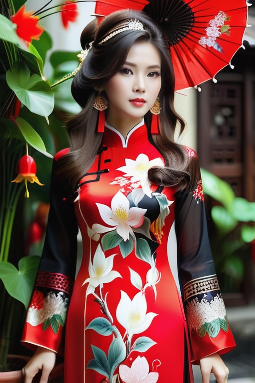 girl,  pattern,  Vietnamese Women on Tensor.Art