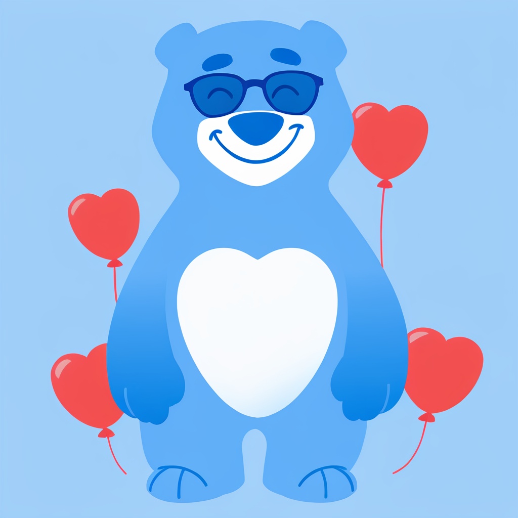 DMdyoma,  blue cartoon bear,  vector graphics illustration with blue color gradient on Tensor.Art