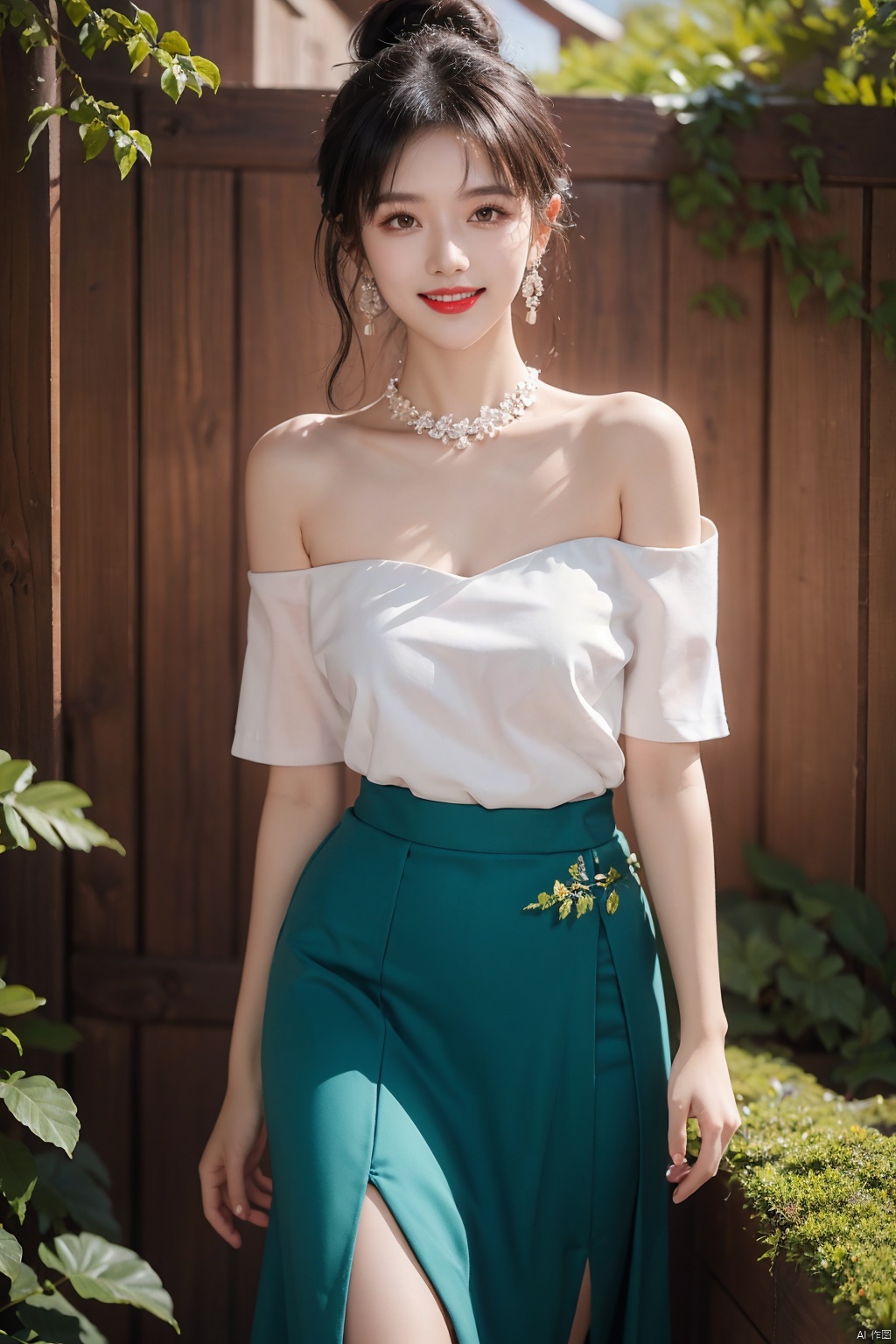 1girl,  bare shoulders,  black hair on Tensor.Art