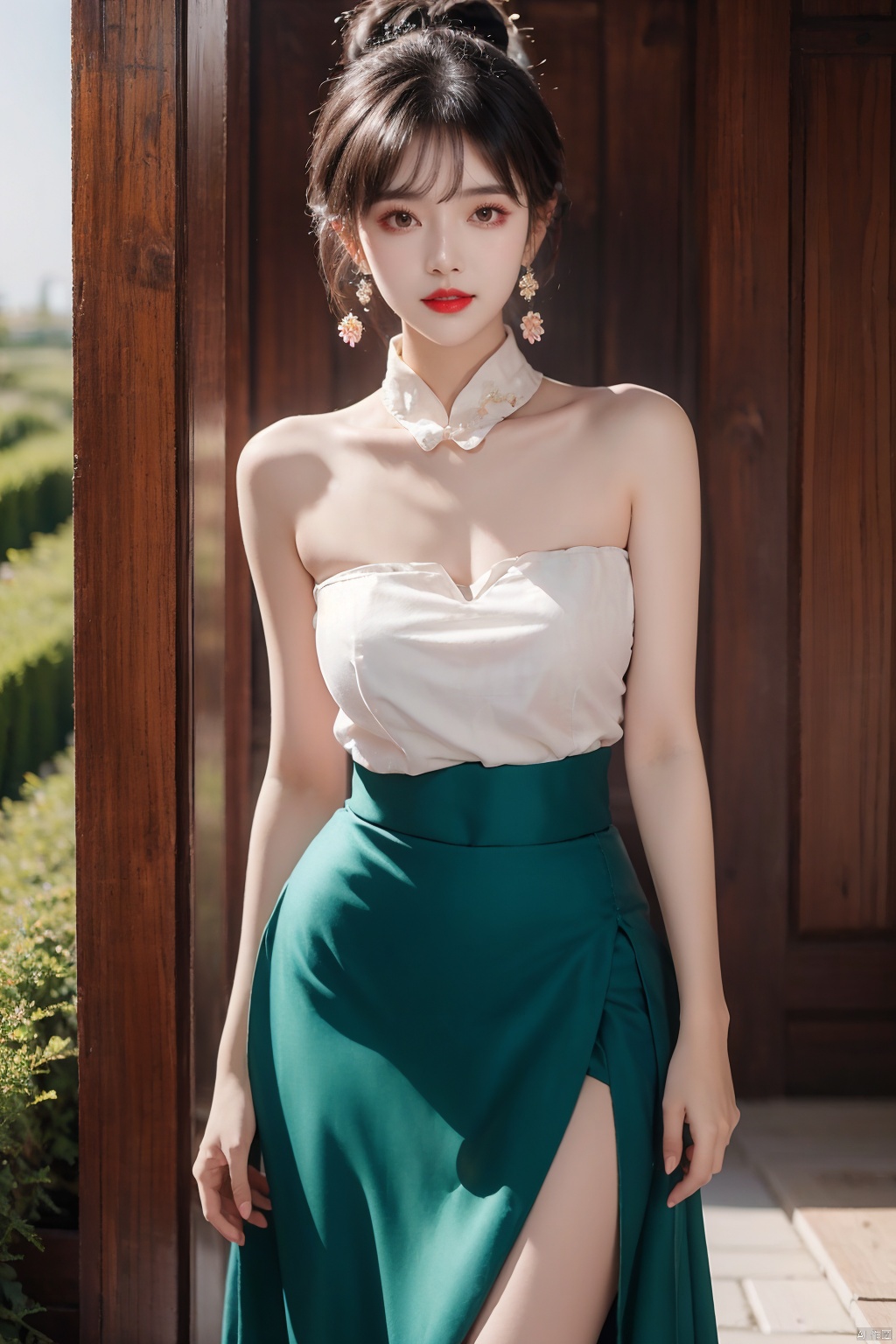 1girl,  bare shoulders,  black hair on Tensor.Art