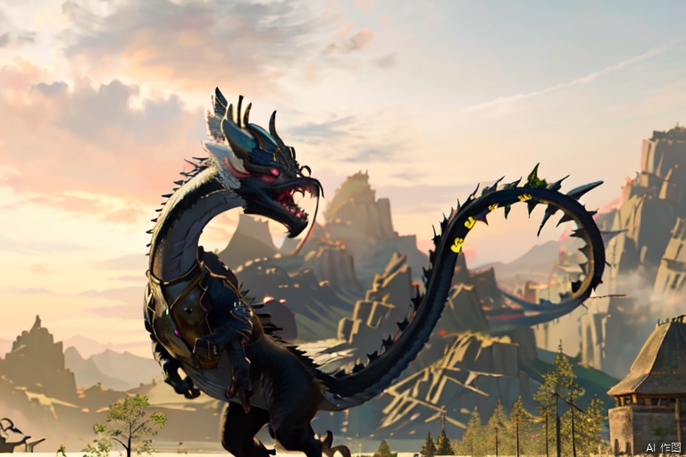  solo, highly detailed, (best quality), ((masterpiece)),miaoying, loong, no humans, (simple_background),dragon,