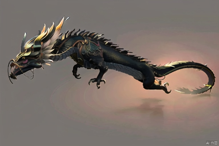  solo, highly detailed, (best quality), ((masterpiece)),miaoying, loong, no humans, (simple_background),dragon,