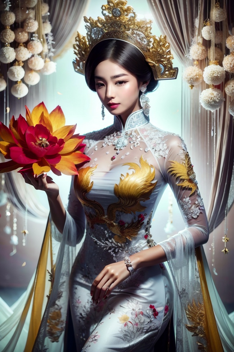 A captivating portrayal of a 28-year-old Vietnamese woman is depicted in this beautiful artwork. She is dressed in a black...
