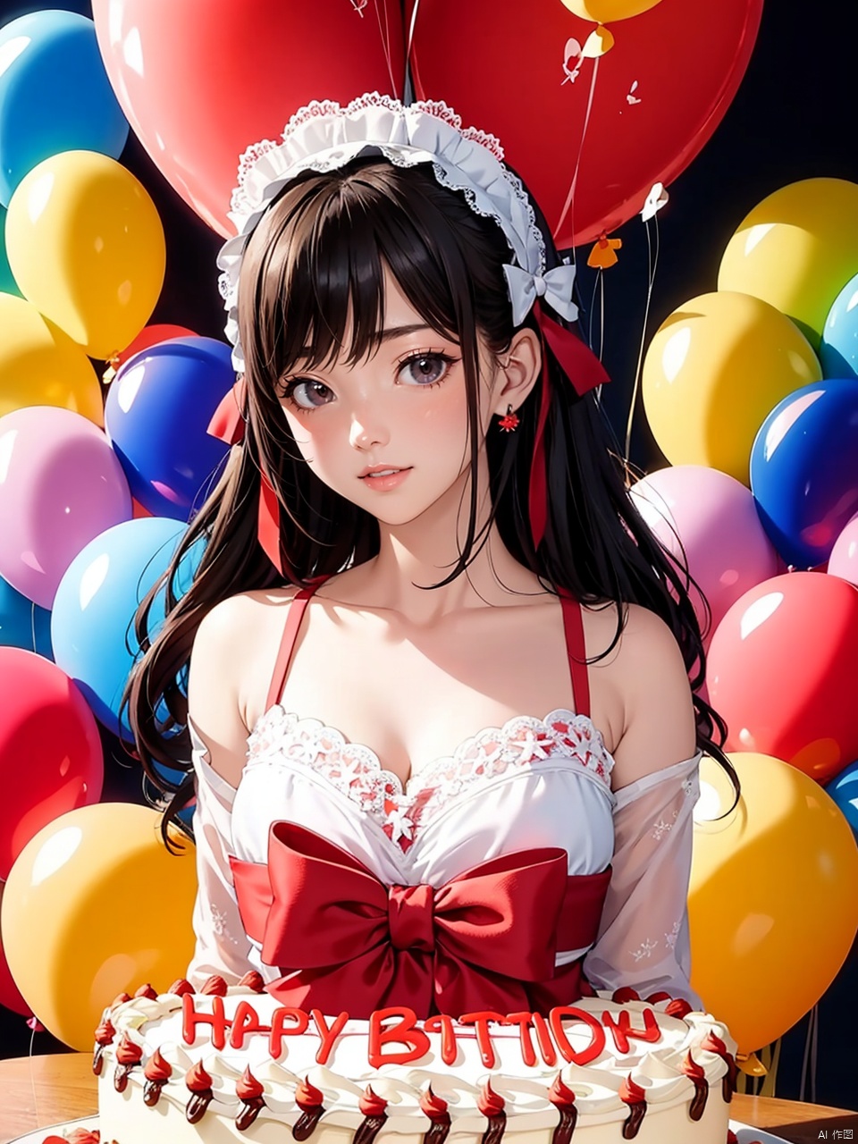 (Masterpiece, best quality)
(detailed light), (an extremely delicate and beautiful), volume light, best shadow, flash, Depth of field, dynamic angle, Oily skin
upper body, 1 Girl on her birthday, extremely detailed big birthday cake,
Colorful Lolita dresses, lots of pretty ruffles, red bows, headbands,
Make a wish
Beautiful elegant room, lots of streamers, balloon
BREAK
生日快乐歌：
Happy birthday to you
Happy birthday to you
Happy birthday, happy birthday
Happy birthday to you
