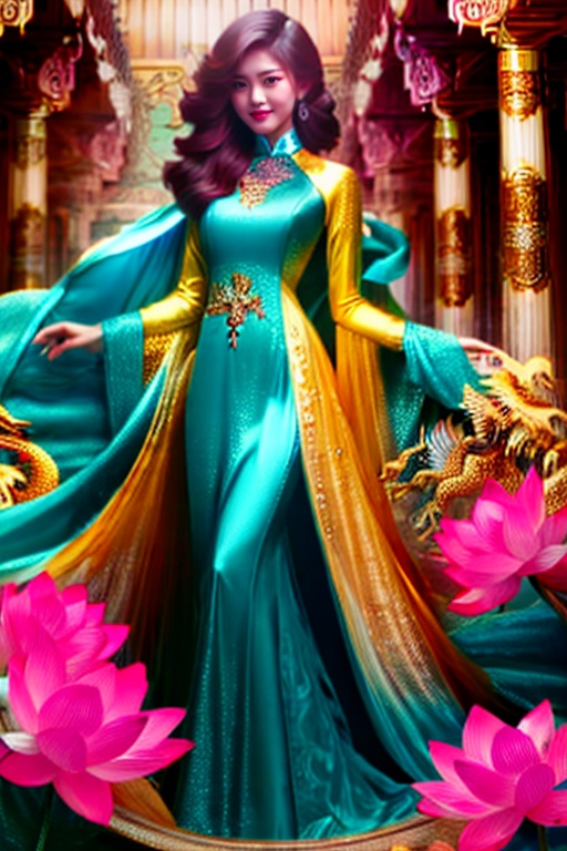 A Vietnamese girl,  beautyful face,  fit body in black ao dai on Tensor.Art